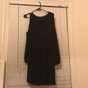 Black peep shoulder dress